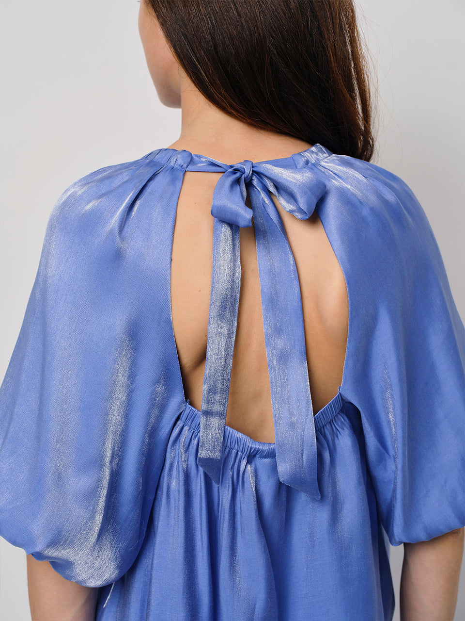 Top Simo shimmer back detail cornflower blue