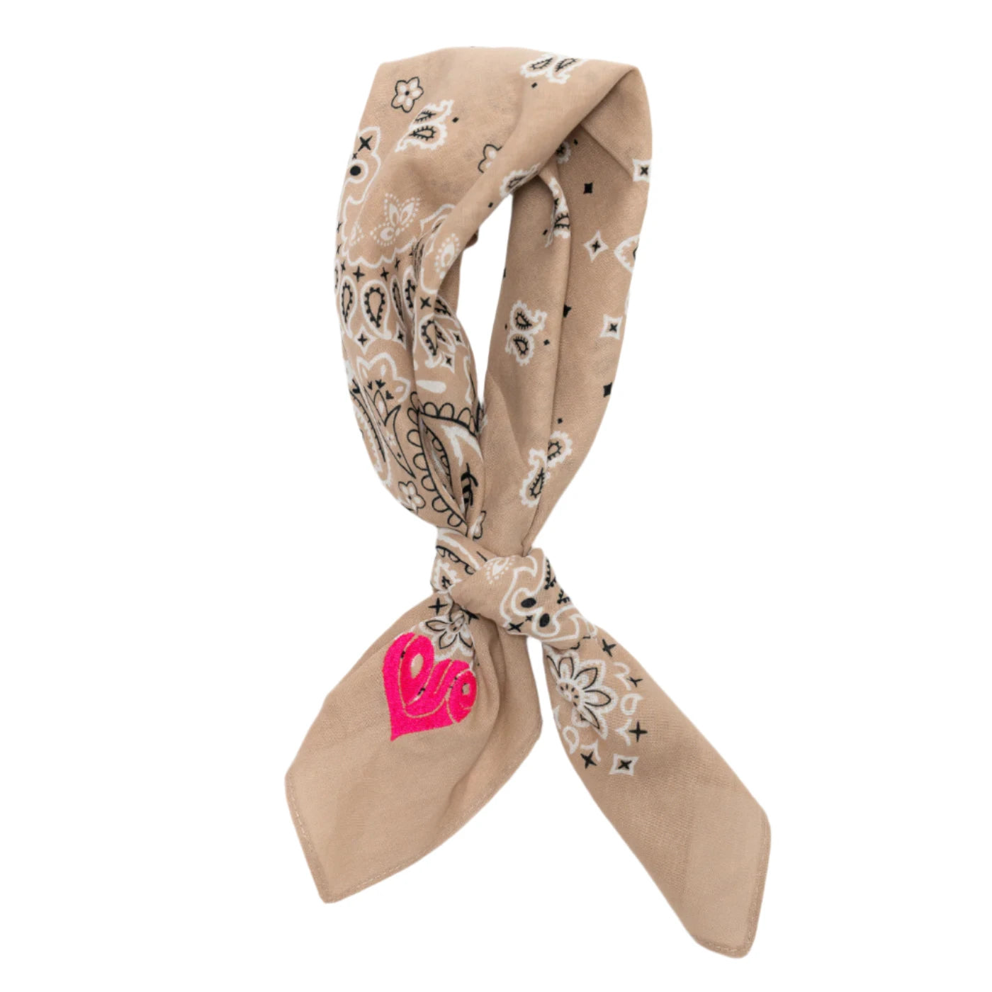 Bandana Fay paisley beige love heart