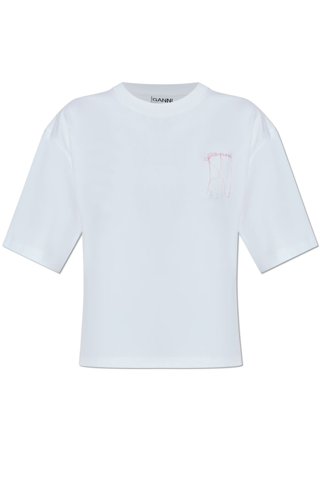 Tee bright white heavy logo pink