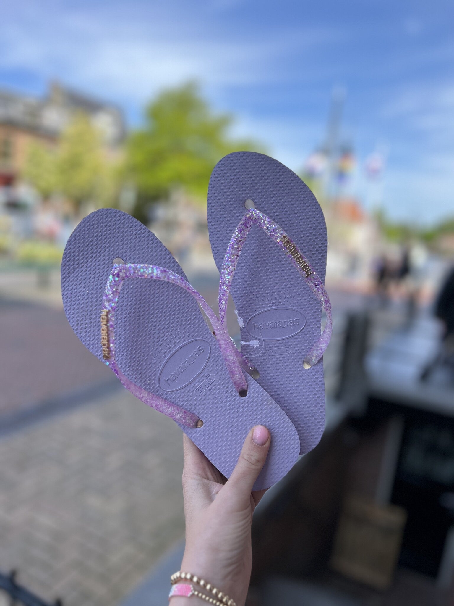 Slippers slim glitter purple