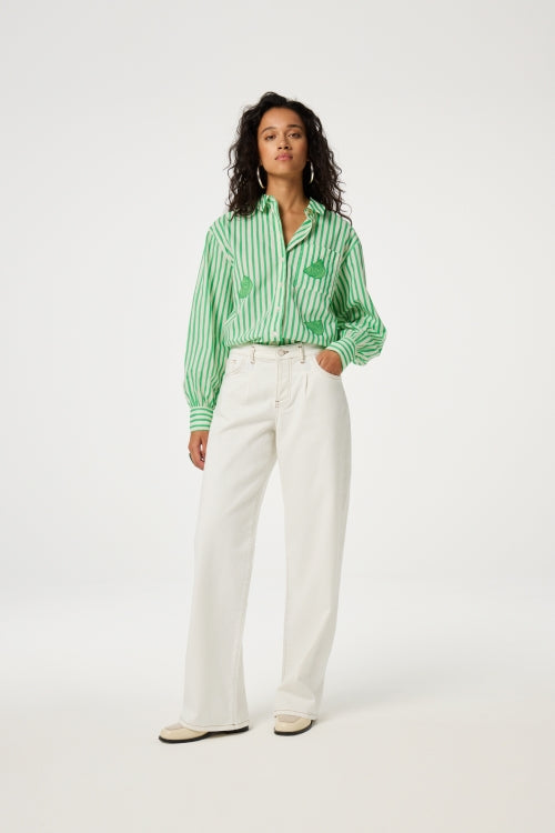 Blouse Alex warm white/green apple