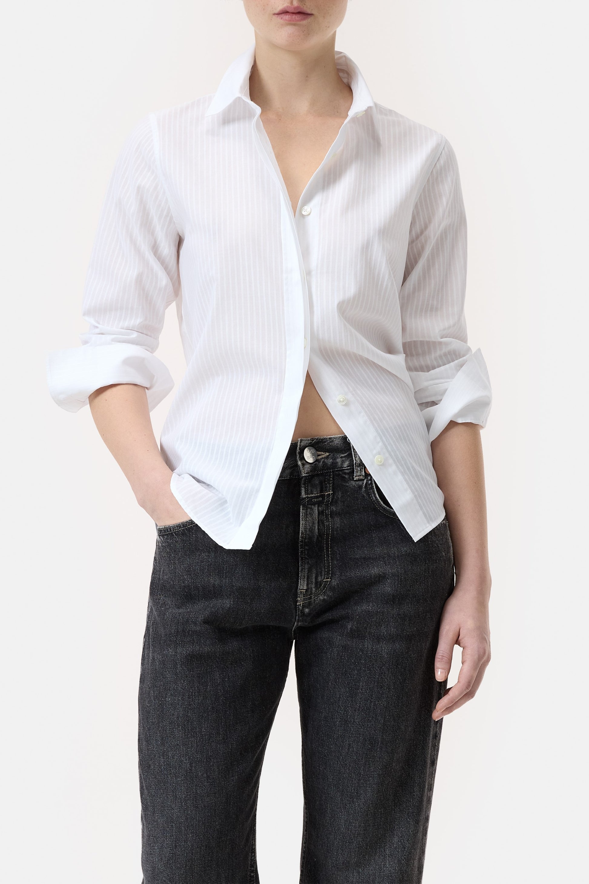 Blouse classic white stripe