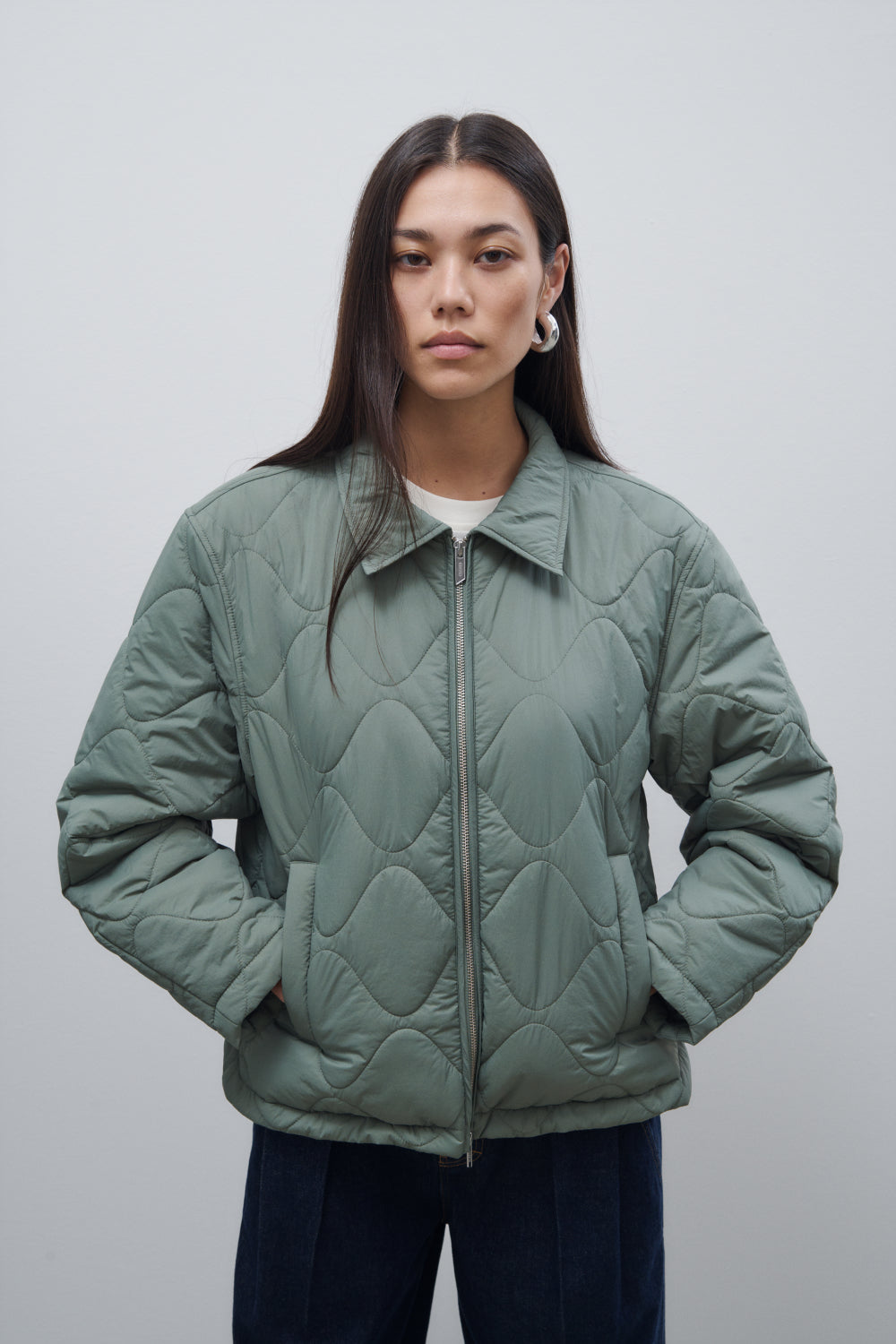 Jacket quilted faded green