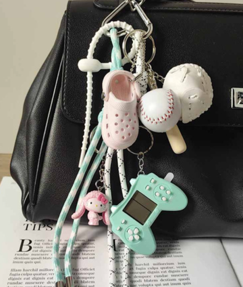 Bag charm blue pink pastel