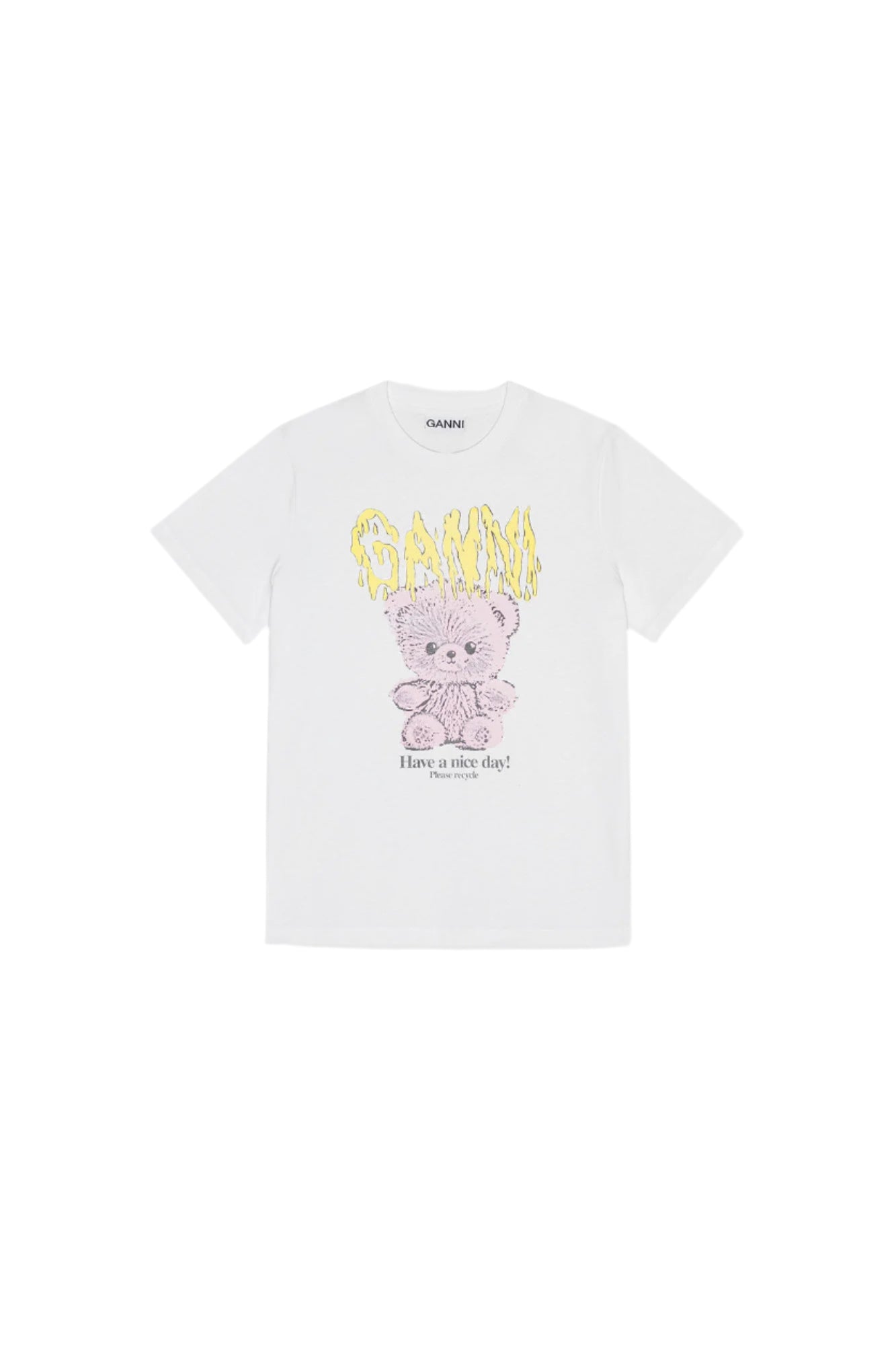 Tee white relaxed Teddy pink