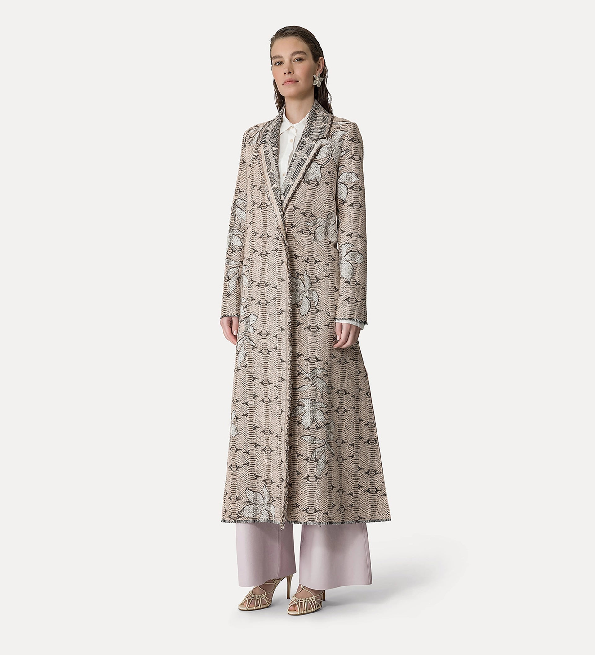 Coat/cardigan Jacquard dune lily oyster