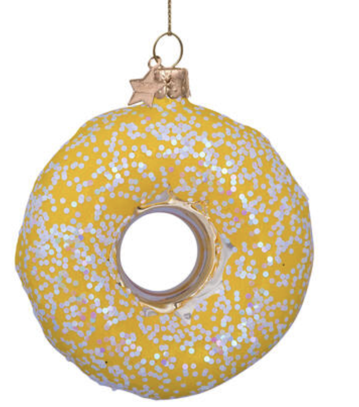 Kersthanger yellow donut (H 12cm)