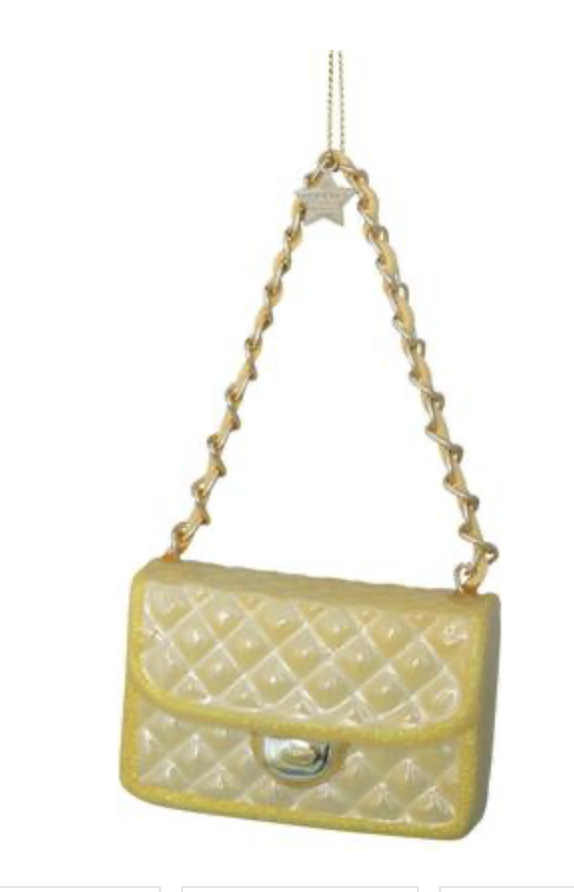 Kersthanger yellow fashion bag H5 cm