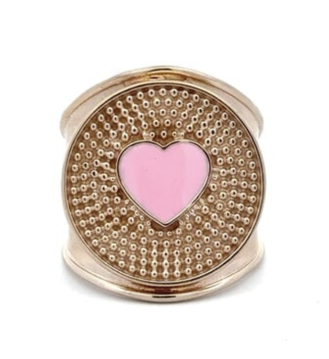 Ring flat heart pink light goldplated