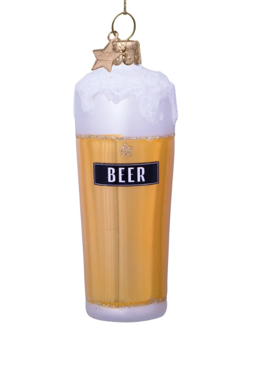 Kersthanger beer in glass H11cm