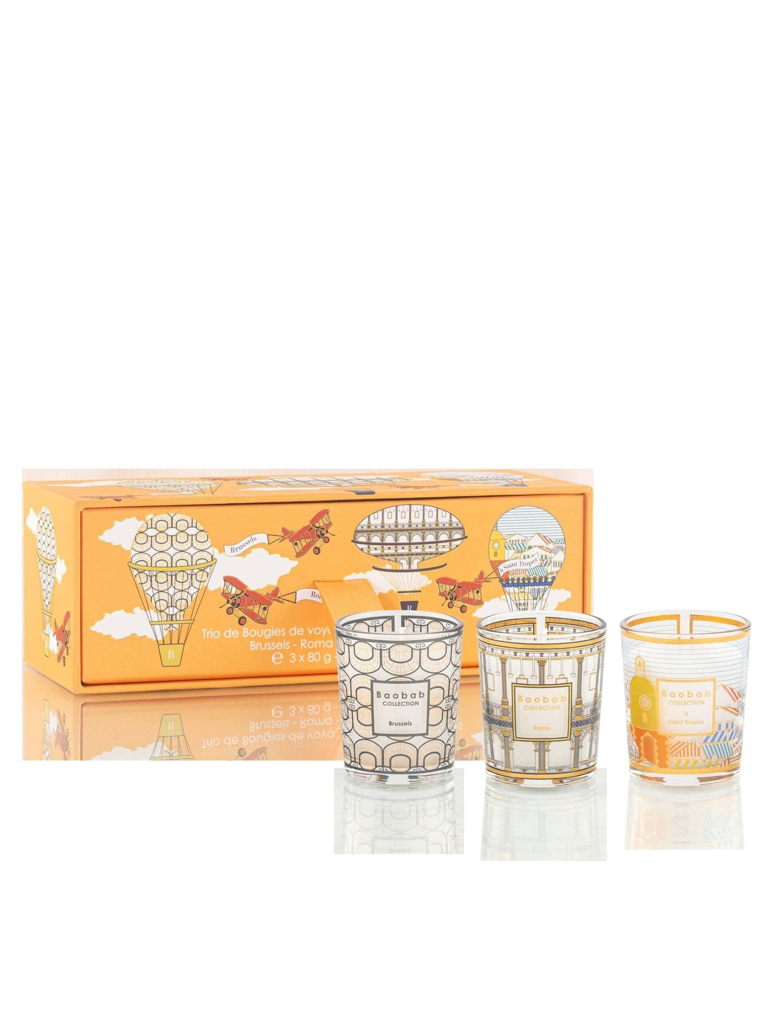 Candle trio travel Brussel-Roma-Saint Tropez